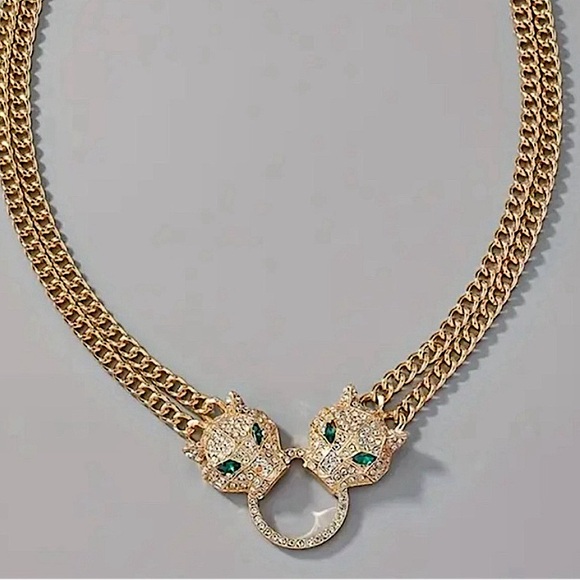 New!  Men's Gold Leopard Necklace - Picture 2 of 4